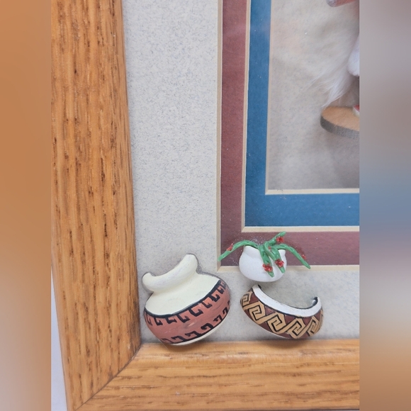 Kachina Doll Board Face By H. Largo Artist Signed In Photo Frame Shadow Oak Box - Picture 3 of 15